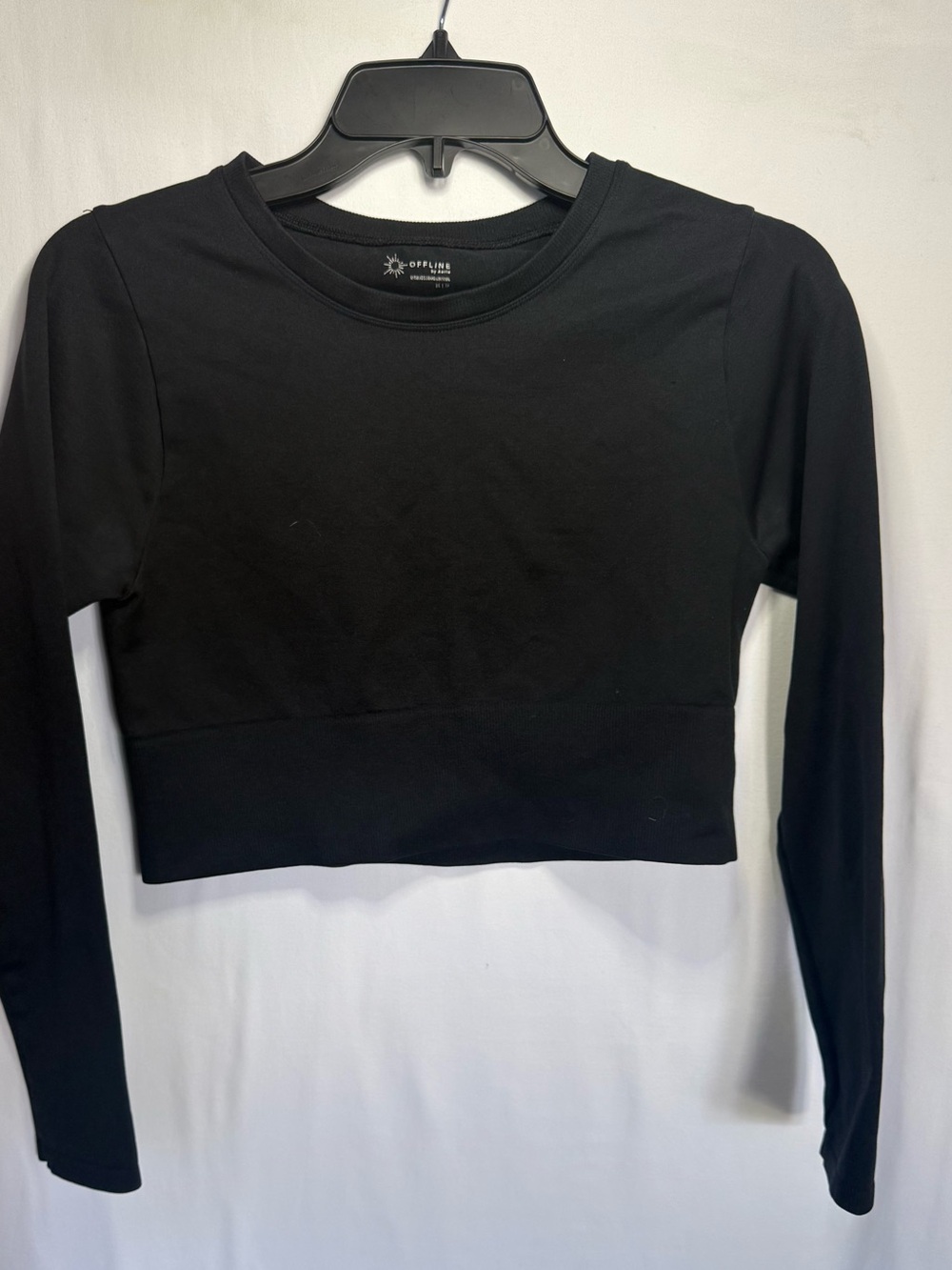 aerie Black Long Sleeve Crop Top